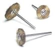 MOUNTED WHEEL BRUSH 1" DIAMETER BRASS 1/8" MANDREL DOUBLE SECTION BOX OF 12