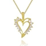 Vermeil (24k Gold over Sterling Silver) open heart Pendant w/ Simulated Diamond CZ