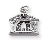 Sterling Silver Antiqued Manger Charm