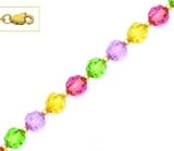 14k 6 mm Round Purple Yellow Pink and Green Crystal Necklace - Choice 16-inch