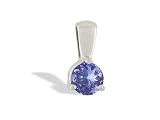 14K White Gold Genuine Round Tanzanite Pendant