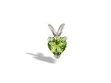 14K White Gold Genuine Heart Peridot Pendant