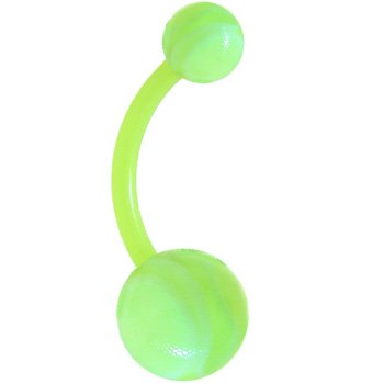 FLEXI Belly Ring Green MARBLE 3 8