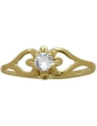 14 Karat Yellow Gold Genuine White Topaz Flower Solitaire Baby Ring