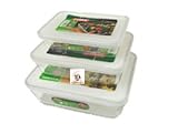 from Pyrex Pyrex, Set of 3 Pyrex Dishes with plastic lids. Sizes - 19cm - 22cm - 25cm Model PY241-2-3
