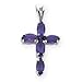 14k White Gold Amethyst Cross Pendant - Measures title=