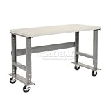 48 X 30 Mobile Plastic Square Edge Work Bench- Adjustable Height - 1-5/8" Top
