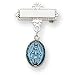 Sterling Silver Oval Blue Enameled Miraculous Medal Pin