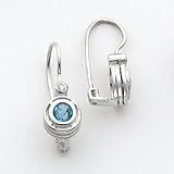 Sterling Silver Blue Topaz & CZ (Cubic Zirconia) Wire Earrings