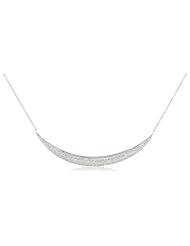 Sterling Silver Crystal Curved Bar Necklace, 16 + 2" Extender
