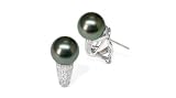 18K white gold Eunice Black Tahitian cultured pearl and diamond earring