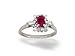 14K White Gold Genuine Emerald-cut Ruby and Diamond Ring