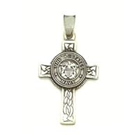 Antiqued Sterling Silver US Navy Irish Celtic Knot Cross Pendant