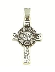 Antiqued Sterling Silver US Navy Irish Celtic Knot Cross Pendant