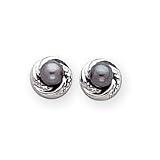 Sardelli - 14k White Gold Black Cultured Pearl with Wreath Earrings