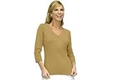 Misses Bay Studio 3/4 Sleeve Gathered V-Neck Top