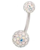 Bauchnabel Piercing Mit Swarovski Elements 5/8mm Kugeln Beschichtet- Rainbow.ab