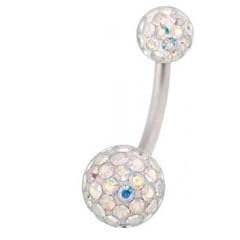 Bauchnabel Piercing Mit Swarovski Elements 5/8mm Kugeln Beschichtet- Rainbow.ab.10mm