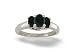14K White Gold Genuine Oval Black Onyx 3-Stone Ring
