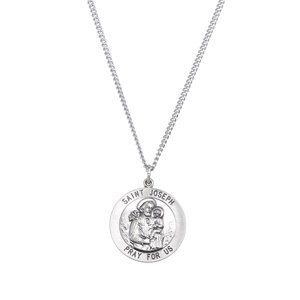 Genuine IceCarats Designer Jewelry Gift Sterling Silver St. Joseph Medal. 15.00 Mm St. Joseph Medal In Sterling Silver