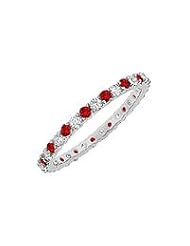 Ruby and Diamond Eternity Bangle : 14K White Gold - 6.00 CT TGW