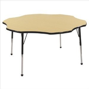Early Childhood Resource ELR-14102-MBBK-SB 60 in. Maple Flower Adjustable Activity Table with Black Edge and Black Standard Leg Ball Glides