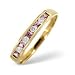 0.08 Ct Diamond & Pink Sapphire Half Eternity Ring In 9 Carat Yellow Gold