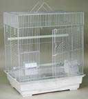 Bird cage, medium, white with granite base - 14x18x21