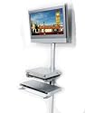 Trendy Mount for All TVs 37-46" with White Cable Conduit & Black Glass Shelf