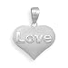 Rhodium Plated Satin Finish Heart Pendant with Love