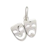 Comedy and Tragedy Mask Drama Charm 3-D Sterling Silver