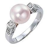 14k White Gold, Diamond Akoya Cultured Pearl Ring
