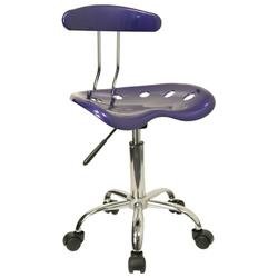 Vibrant Deep Blue and Chrome Computer Task Chair with Tractor Seat [LF-214-DEEPBLUE-GG]