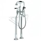 Lefroy Brooks Classic Black Lever Bath Shower Mixer w/ Standpipe Sleeves , Adj Baseplate for Rim Mou