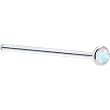 Solid 14KT White Gold 2mm Synthetic Opal Straight Fishtail 3/4 - 20 Gauge