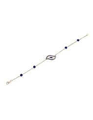 Victoria Kay 14k White Gold Treated Blue and White Diamond Enamel Evil Eye Bracelet (1/3cttw, IJ, I1-I2)