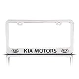 Chrome KIA MOTORS License Plate Frame with 2 Bolt Screws and 2 Bolt Screw Covers by Hercules Car