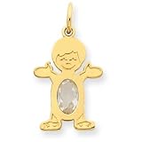 14K Boy 7x5 Oval Genuine White Topaz April Pendant