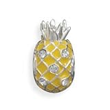 Yellow Pineapple Story Bead Slide-on Charm Sterling Silver Crystal
