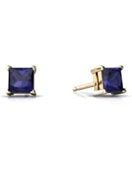 Genuine Sapphire 14kt Yellow Gold Stud Earrings