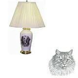 Porcelain Lamp with Maine Coon Cat