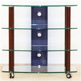 Transdeco International TD110W Synthetic Walnut High Boy Glass TV Stand