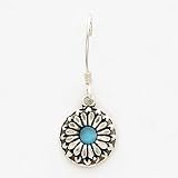 Sterling Silver Turquoise Cat's Eye Round w/Sunflower Earring