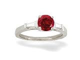 14K White Gold Genuine Round Ruby and Diamond Engagement Ring