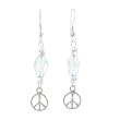 Open Design Peace Symbol Earrings in Sterling Silver with Aquamarine, #8178