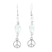 Open Design Peace Symbol Earrings in Sterling Silver with Aquamarine, #8178