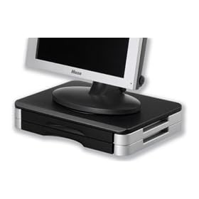 Compucessory Stand for Monitor or Printer Wood Platform with Rotary Plate Black and Silver Ref CCS55321