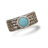 Oxidized Toe Ring with Simulated Turquoise