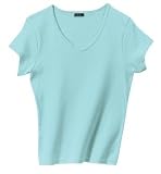 Hanes Silver for Her - Ladies V-Neck T-Shirt Aqua-XL