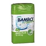 Bambo® Nature Chlorine-Free Eco-Friendly Baby Diapers (Size 4+ Maxi+ - Fits 26.5 to 48.5 lbs)- 46/Bg 138/Cs
